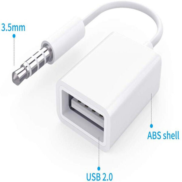 3.5Mm macho aux plug plug jack para USB 2.0 Cabo USB feminino (5)