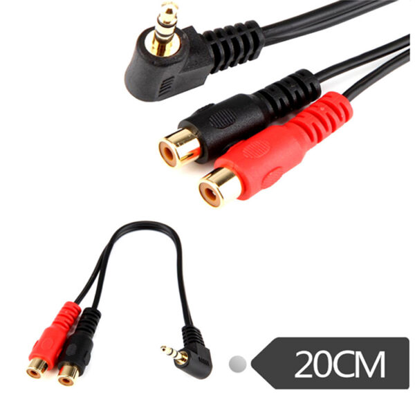 3.5Mm Right Angle Plug To 2 Rca 3 Rca Socket Cable (5)