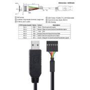 FTDI USB 转 TTL 串行 5V 适配器电缆，带 6 针 0.1 inch Pitch 母插座接头 (6)