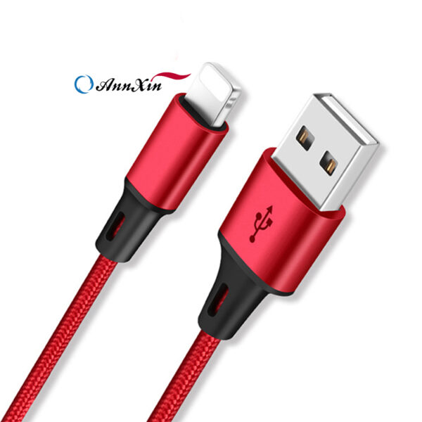 Nylon braided 3 in 1 usb charger cable micro usb 8pin type C fast charging data cable (9)