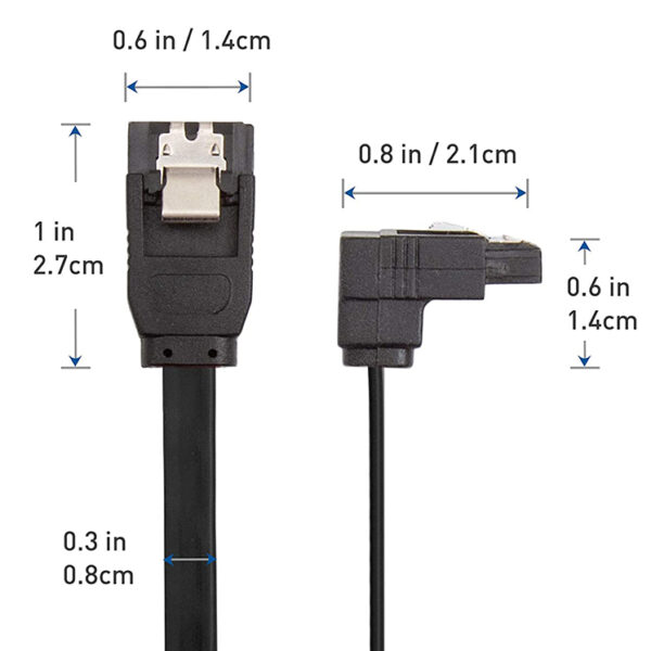90 Degré Angle droit SATA III 6.0 Câble SATA Gbps (SATA 3 Câble) Noir – 18 Pouces (1)