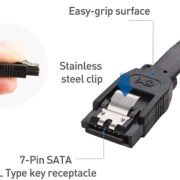 90 Degree Right Angle SATA III 6.0 Gbps SATA Cable (SATA 3 Cable) Black – 18 Inches (3)