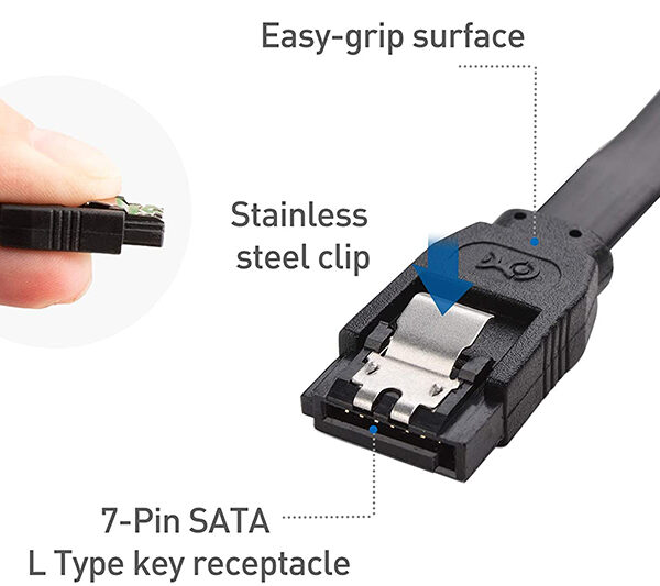 90 Grado ángulo recto SATA III 6.0 Gbps SATA Cable (SATA 3 Cable) negro – 18 Pulgadas (3)