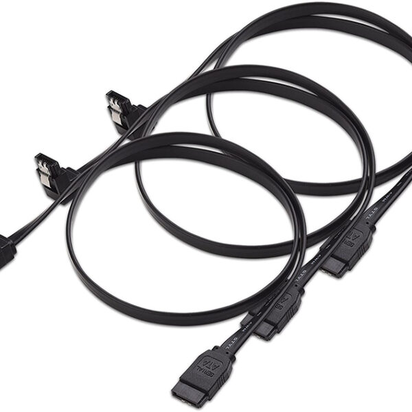 90 度直角萨塔 III 6.0 英镑 SATA 电缆 (萨塔 3 电缆) 黑 – 18 英寸 (6)