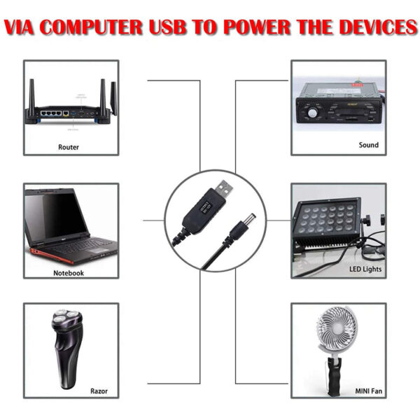 直流 5V 至直流 12V USB 电压升压转换器电缆 (5)