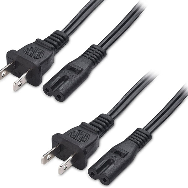 Non Polarized Power Cord, 2 Slot Power Cable (NEMA 1-15P to IEC C7) 10 フィート (4)