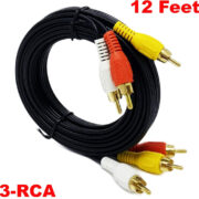 RCA MMx3 AudioVideo Cable Gold Plated – Audio Video RCA Cable (3-RCA – 12 Feet) (1)