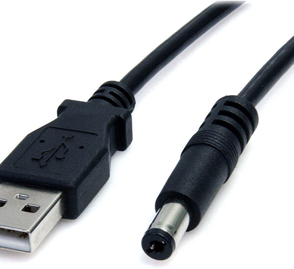 USB para Tipo M Barrel 5V DC Cabo de alimentação – Cabo de alimentação – USB (somente energia) (M) para DC jack 5.5 mimímetro (M) (2)